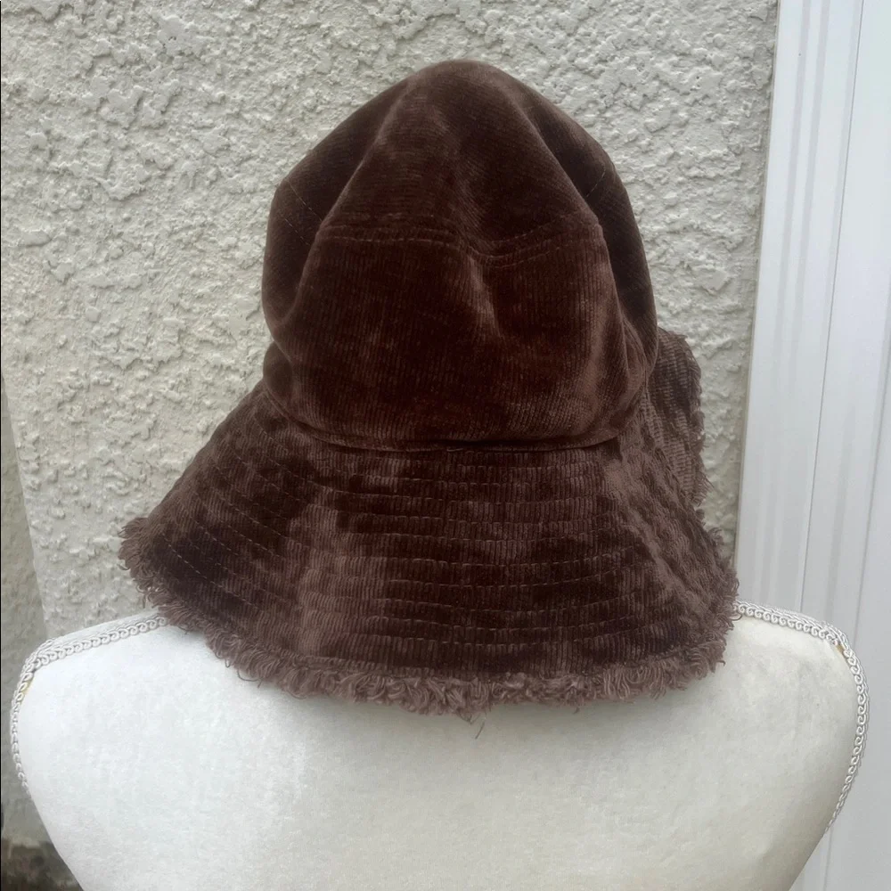 Natural Life Brown Corduroy Raw Heem Edge Fleece Lined Women's Bucket Hat